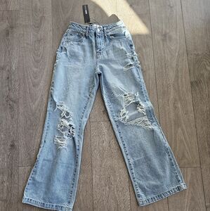 Fashion Nova Blue Flare Wide Leg Jeans